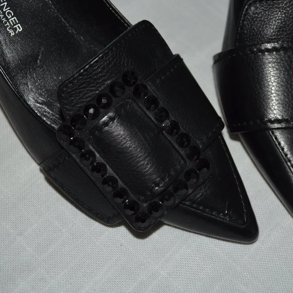 Sz 6.5 Kennel Schmenger Black Leather Buckle Detail Pumps Heels